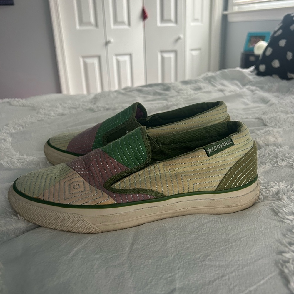 Converse Green and Pink Slip-On Shoes